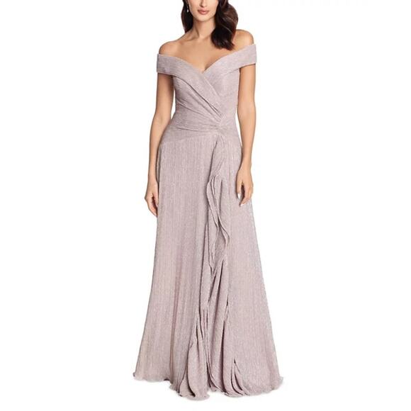 Xscape Dresses & Skirts - Xscape Ruffled Off-The-Shoulder Evening Sheath Gown Rose Pick Size 12 Petite NWT